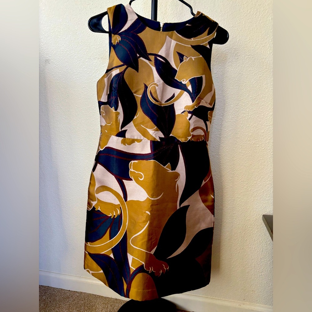 Ann Taylor Panther Print Sheath Dress – Brown & Navy.